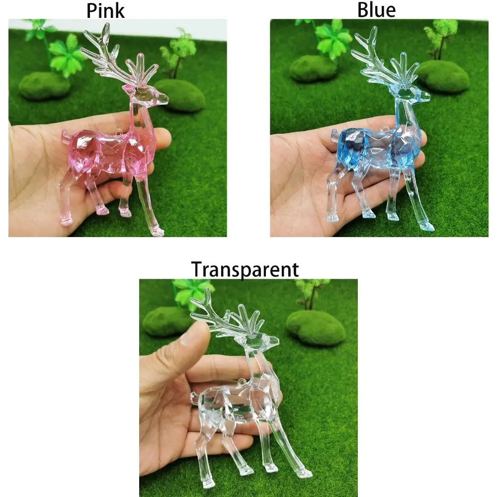 Acrylic Deer Figurines Desktop Ornament Room Decor Transparent Crystal Elk Reindeer Sculpture Christmas Home Office Decoration