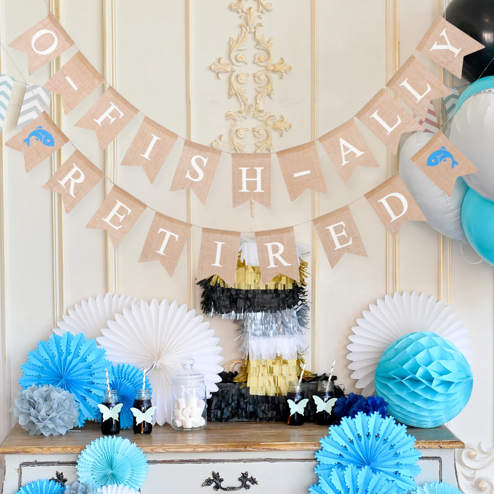 الخيش تتوافق راية الأسماك حليف المتقاعد رسالة الأناناس نمط بشق العلم الرايات جارلاند ل #3