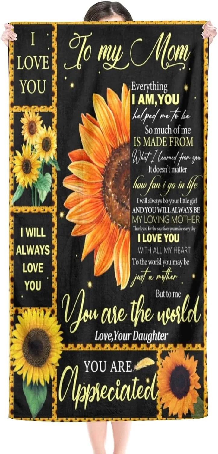 To my Mom Bath Towels Mother's Day Gifts Towel Microfiber Quick-Dry Beach Towel For Yoga Tourism Beach GYM Camping Swimming