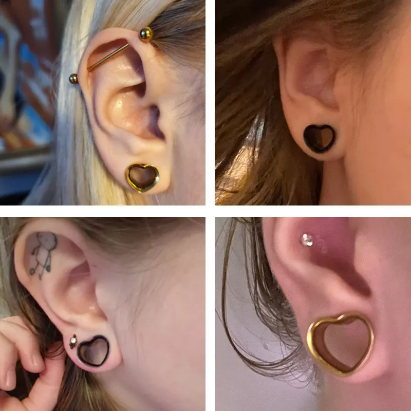1PC Ear Gauges Piercing for Women Love Heart Ear Tunnels Plugs Expander Stretcher Earring Piercing Jewelry 316L Stainless Steel