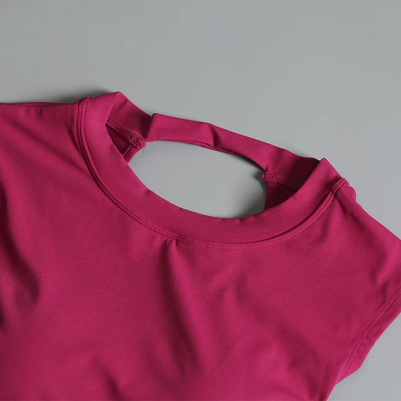 Sport-T-Shirt für Damen im Sommer, kurz, sexy, rückenfrei, integrierter Yoga-Anzug, Weste, zum Laufen, ärmelloser Fitness-Anzug – Detail 12