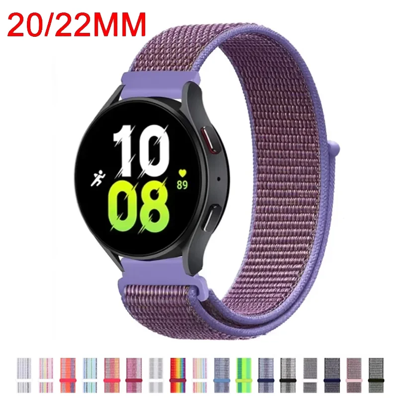 20mm/22mm Nylon loop Band For Samsung Galaxy Watch 7/6/5/pro/4/Classic/active 2 43-47-44mm sport bracelet huawei gt 4/2/e strap