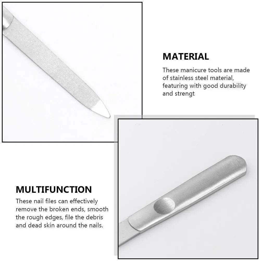 

4pcs Stainless Steel Nail File Lightweight Manicure Tool For Fingernail Trimming Smooth Edges Portable Use Nail Care Tools