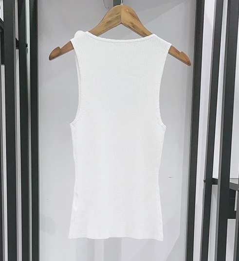 Elegant Flower Decor O Neck Sleeveless Knitted Sweater Vest Women Chic Hollow Out or Layered Ruffle Trim Fishtail Midi Skirt