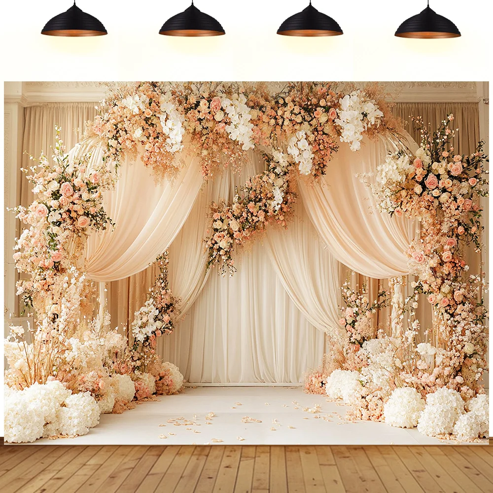 

Wedding Theme flower Background plant white curtain banquet dinner Solid color Decorations party Photography booth