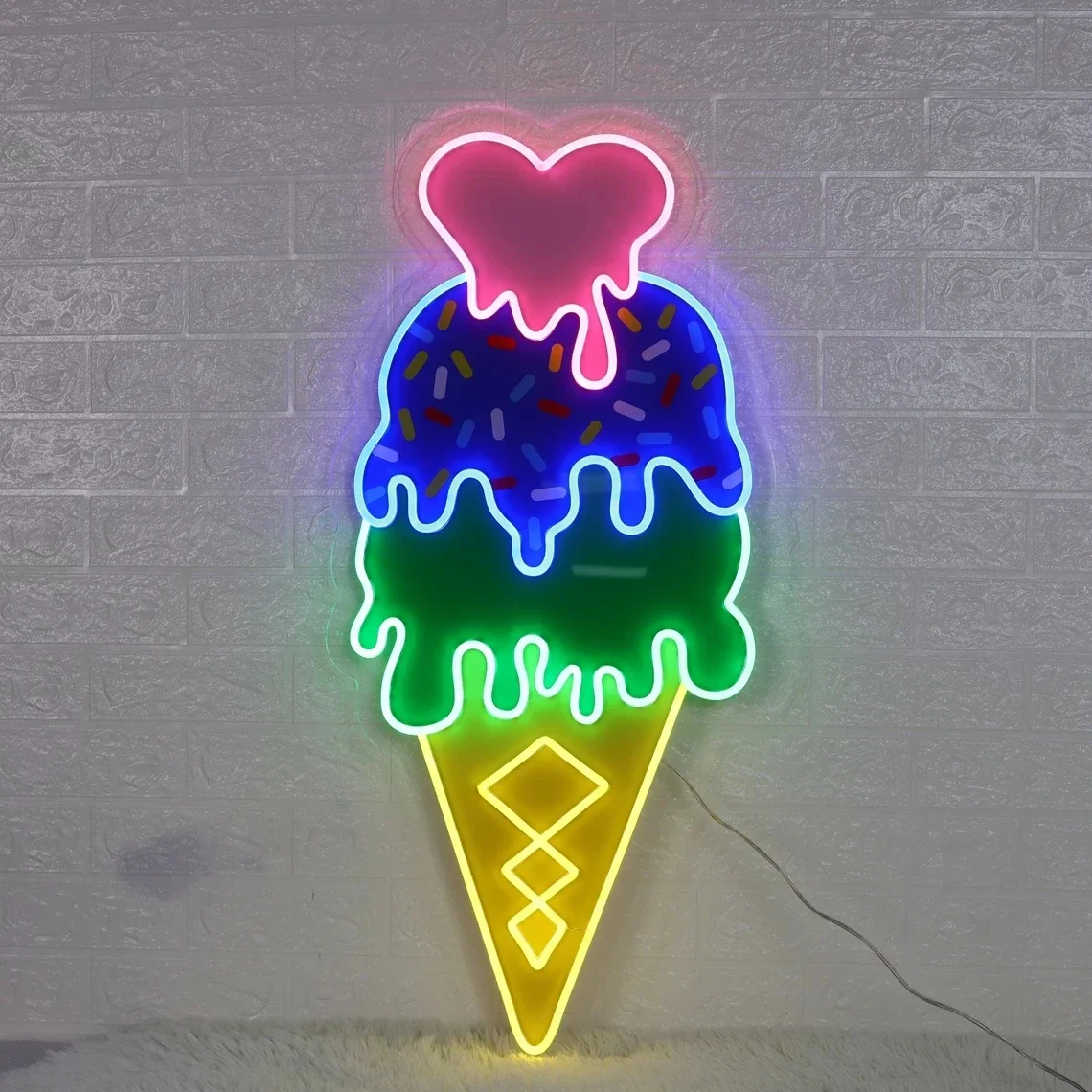 Ice Cream Neon Sign Open Sign  Party Decoration  Custom Neon Sign  Wall Decor  Neon Personnalisé