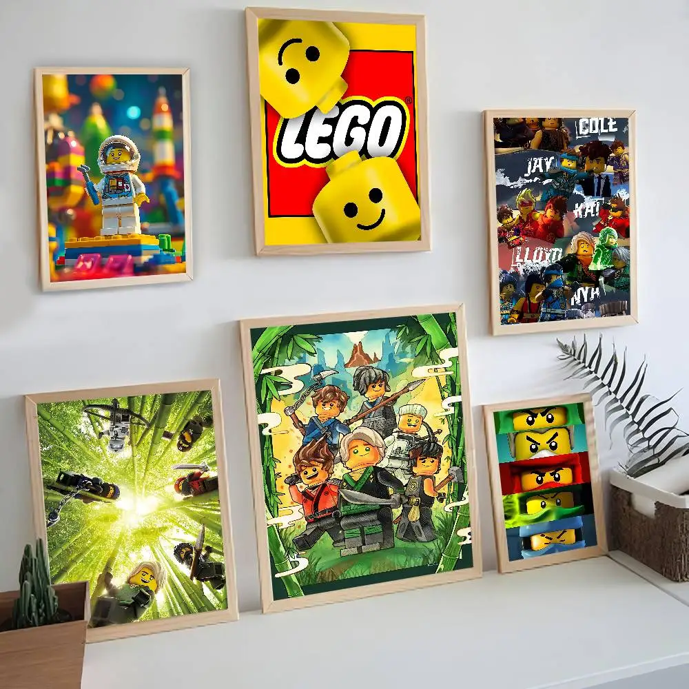 Cartoon Abstract Fun L-legos Good Quality Prints and Posters Waterproof Paper Sticker Coffee House Bar Posters Wall Stickers