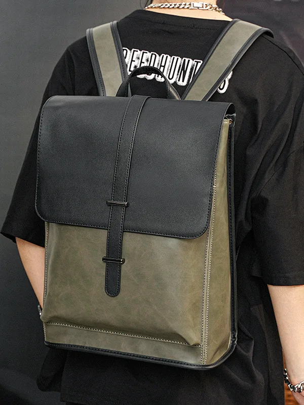 

MKDN Retro Men's Faionable Bapa Laptop Bag for College Students Briti Sle Soft Handle Zipper Closure Daily Use Wate...