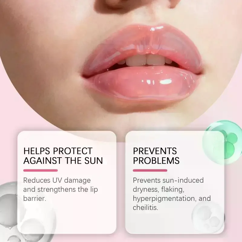 Gel Labial Protector Solar Transparente con Aceite de Menta, Reduce Daños UV, Mejora la Sequedad, Previene la Cheilitis, Ilumina, Cuidado Labial Cristalino