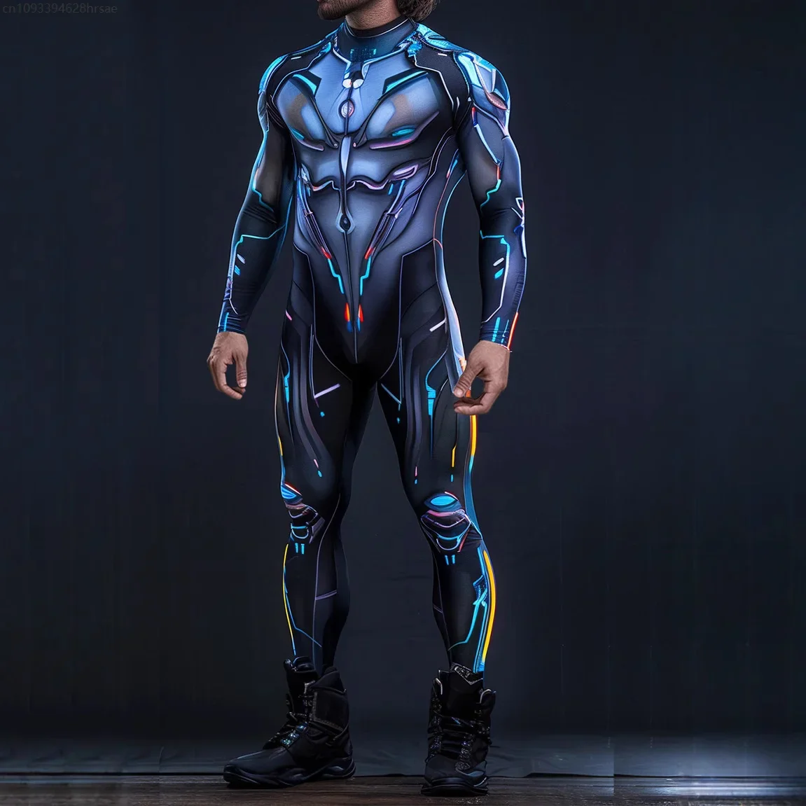 Halloween CyberPunk Men Women Mechanical Armor Jumpsuit Party Cosplay Steampunk Costume Party Fighter Elastic Bodysuits Rompers - Image 4