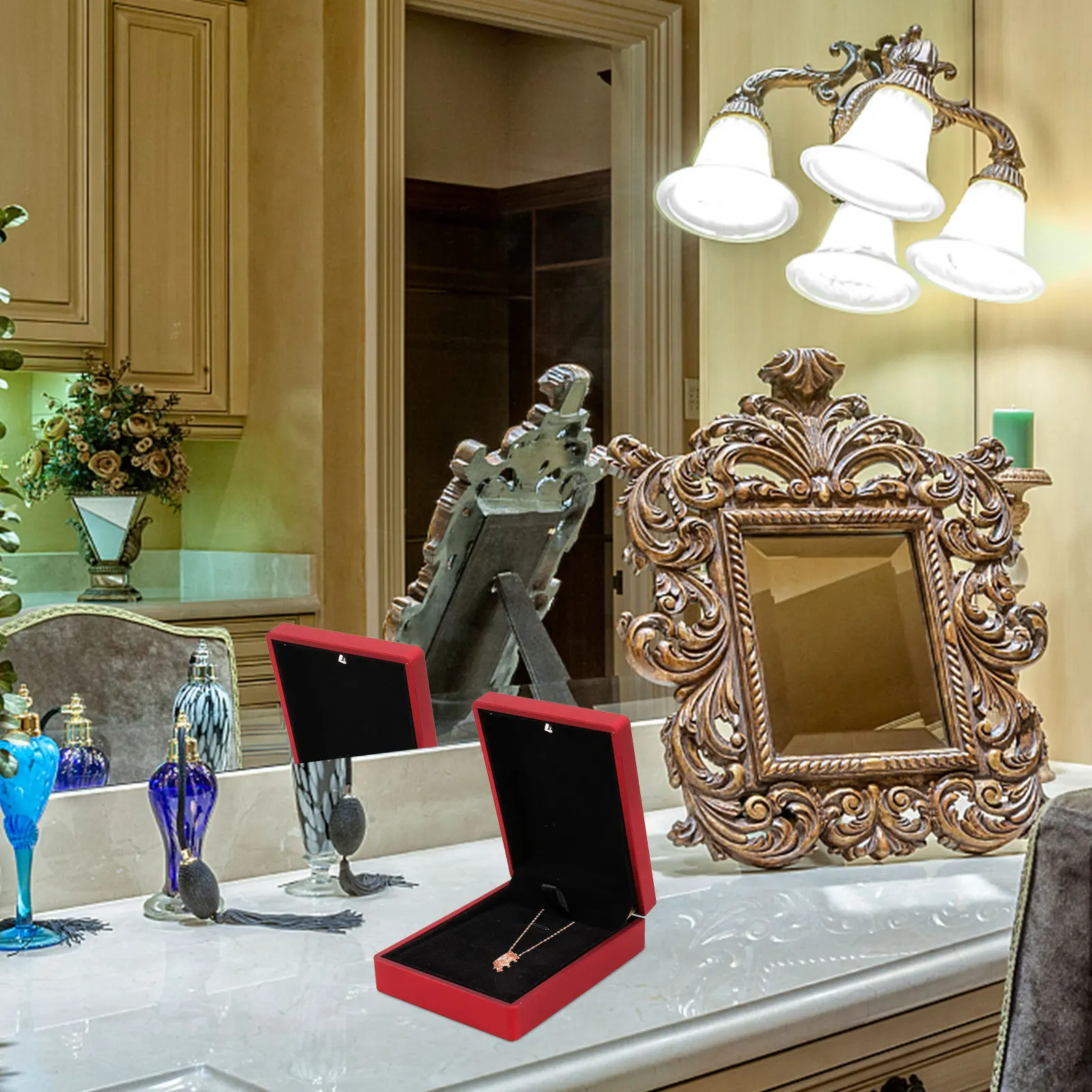 3Pcs LED Lighted Jewelry Box Ring Pendant Bracelet Case Scratch and Wear Resistant Perfect for Gifting Jewelry Box