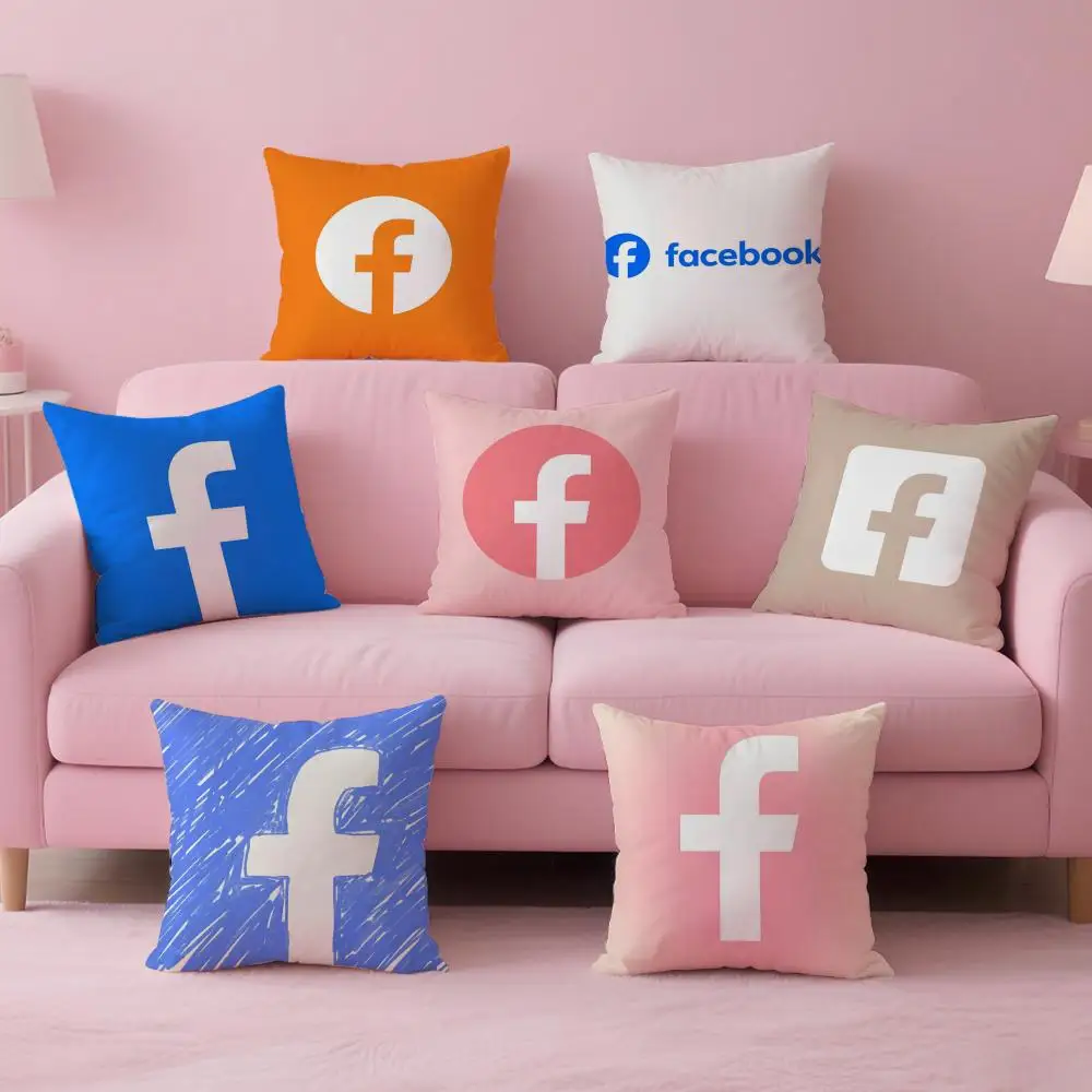 Fashion Logo F-Facebook Anime Cushion Cover Comfortable Double Sided Pillow Cover For Car Sofa Bedroom & More