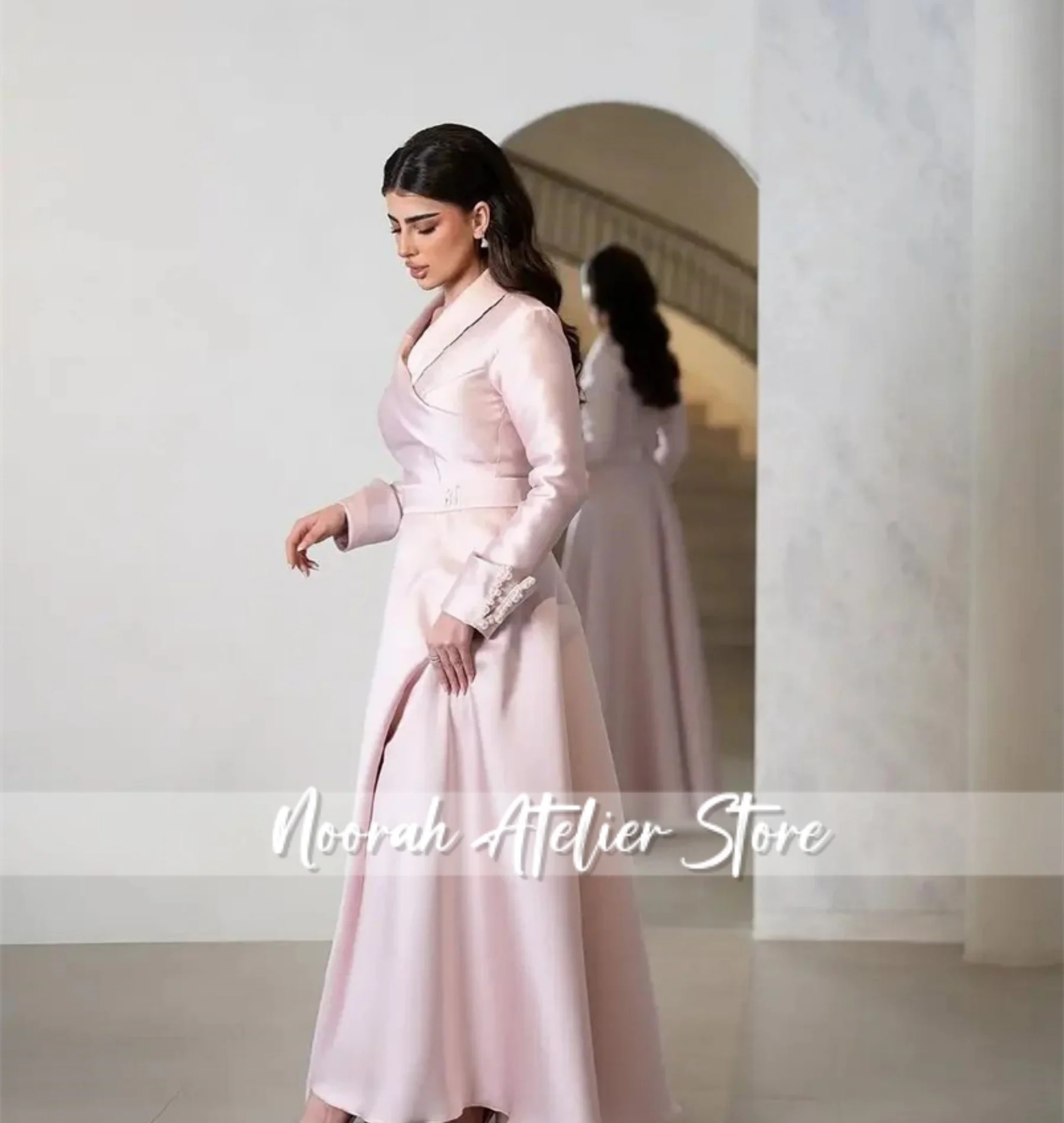 Элегантные новые розовые роскошные женские вечерние платья с V-образным вырезом и жемчугом, 2022, длинное вечернее платье Dubai Aline, Vestidos по индивидуальному заказу