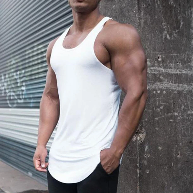 Summer Running Vests Men Bodybuilding Stringer Singlets Gym Clothing Sportwear Workout Muscle Exercise Cotton Fitness Tank Tops