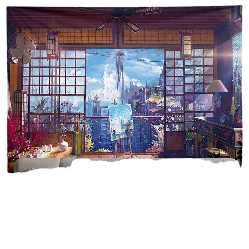 Aesthetic Japanese Healing Style Background Cloth Ins Bedroom Bedhead Wall Decor Wall Tapestry Hanging Cloth 70x100cm 130x150cm