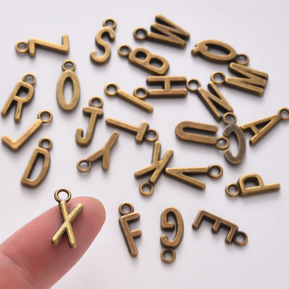 26 Pcs Letters Small Pendant Stainless Steel Jewelry Creation Charms for Diy Accessories Necklace Decor Vintage Necklaces