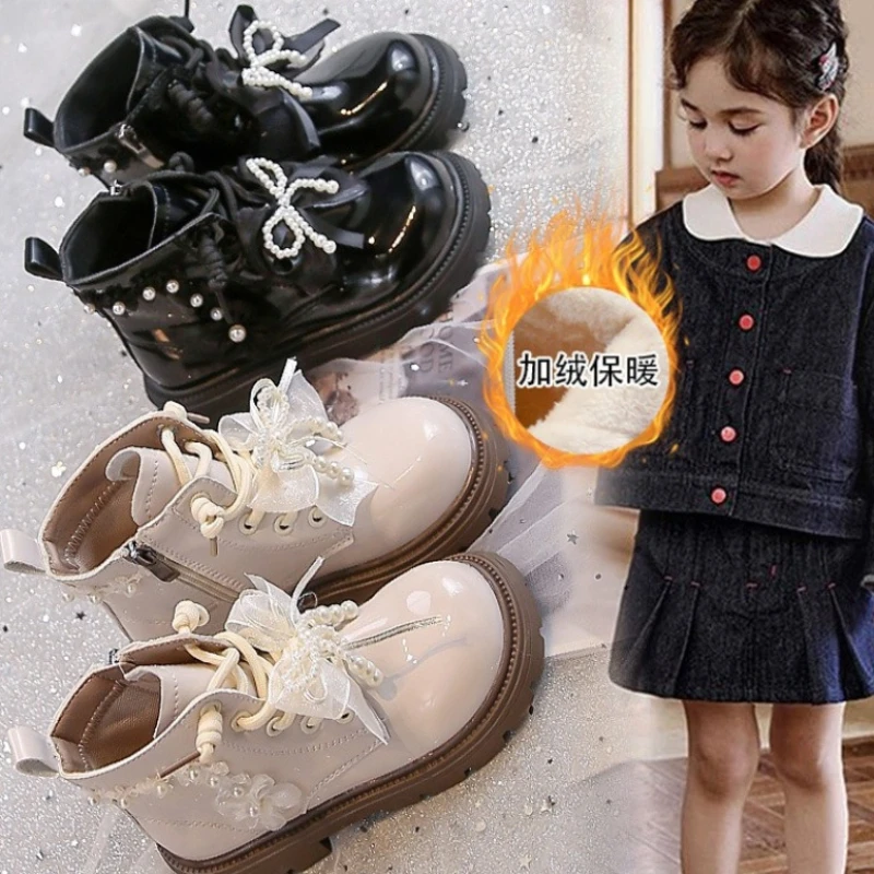 

Girl Winter BowBoot2026New Korean EditionGirl Velvet Flower Soft Bottom Boot Lightweight Fashiona Girl Anti Slip Warm Short Boot