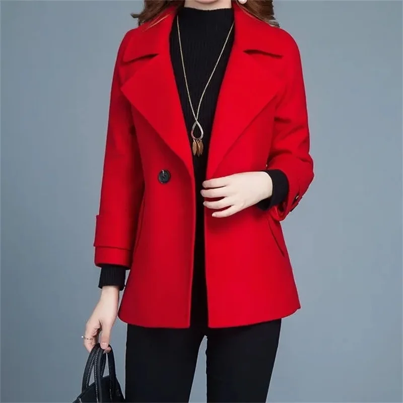 

2024 New Woolen Coat For Women's Spring Autumn Winter Female Fashion Design Sense Versatile Suit Collar Top Women Short Coats