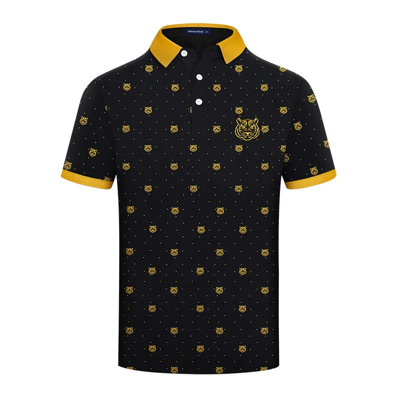 Men's clothing gift Summer new polo shirt Men's business casual fashion print short sleeve