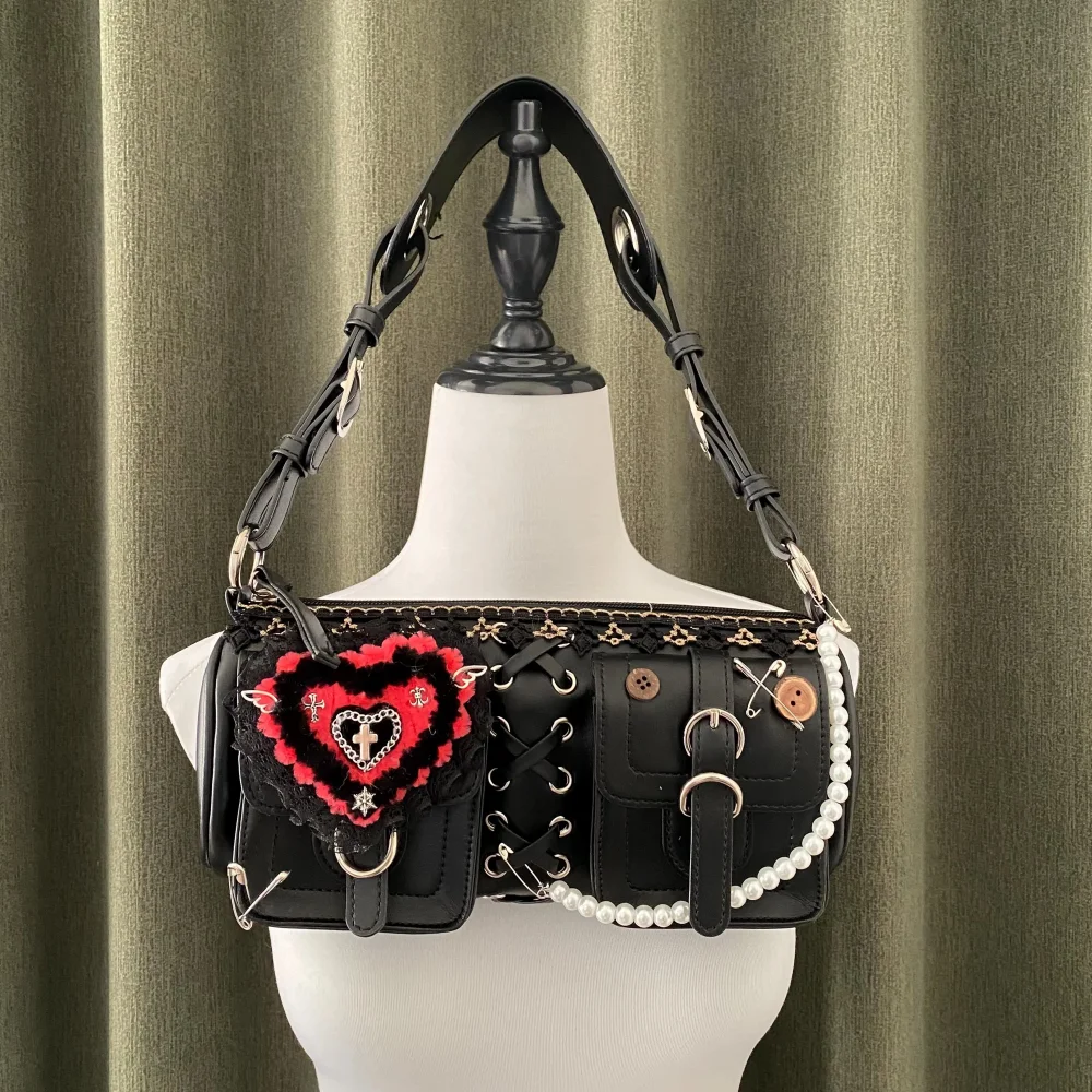 

Новая ретро сумка для подмышек Spice Girls, пригородная сумка-багет через плечо, сумки на ремне, сумки-цилиндры, ручная сумка с милым сердечком