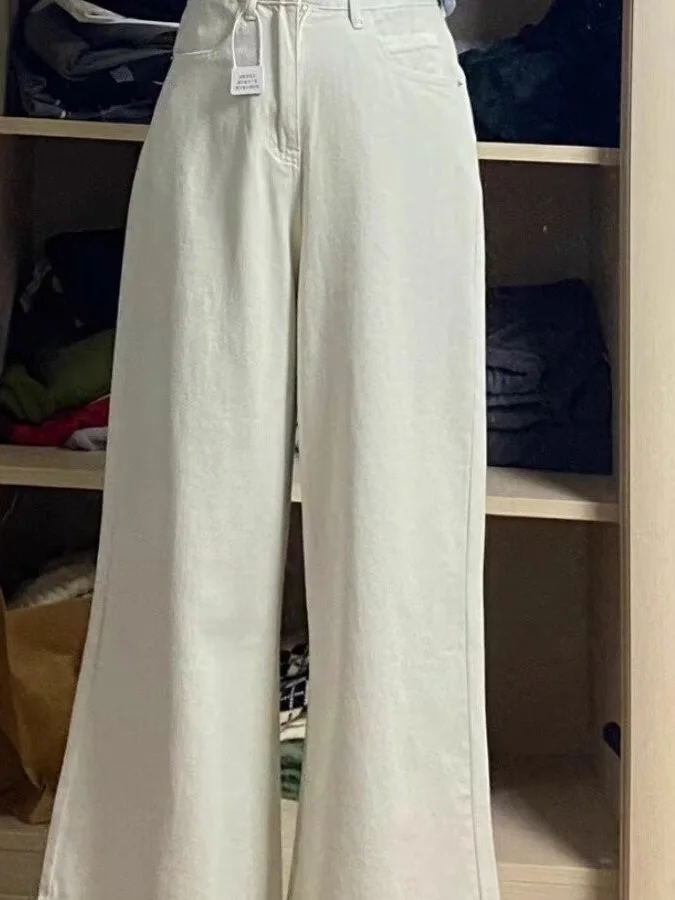 

High Waist Wide Leg Denim Jeans Women's Loose Fitting plus Size Spring New Style Vintage Straight Leg Pants Slimming Effect
