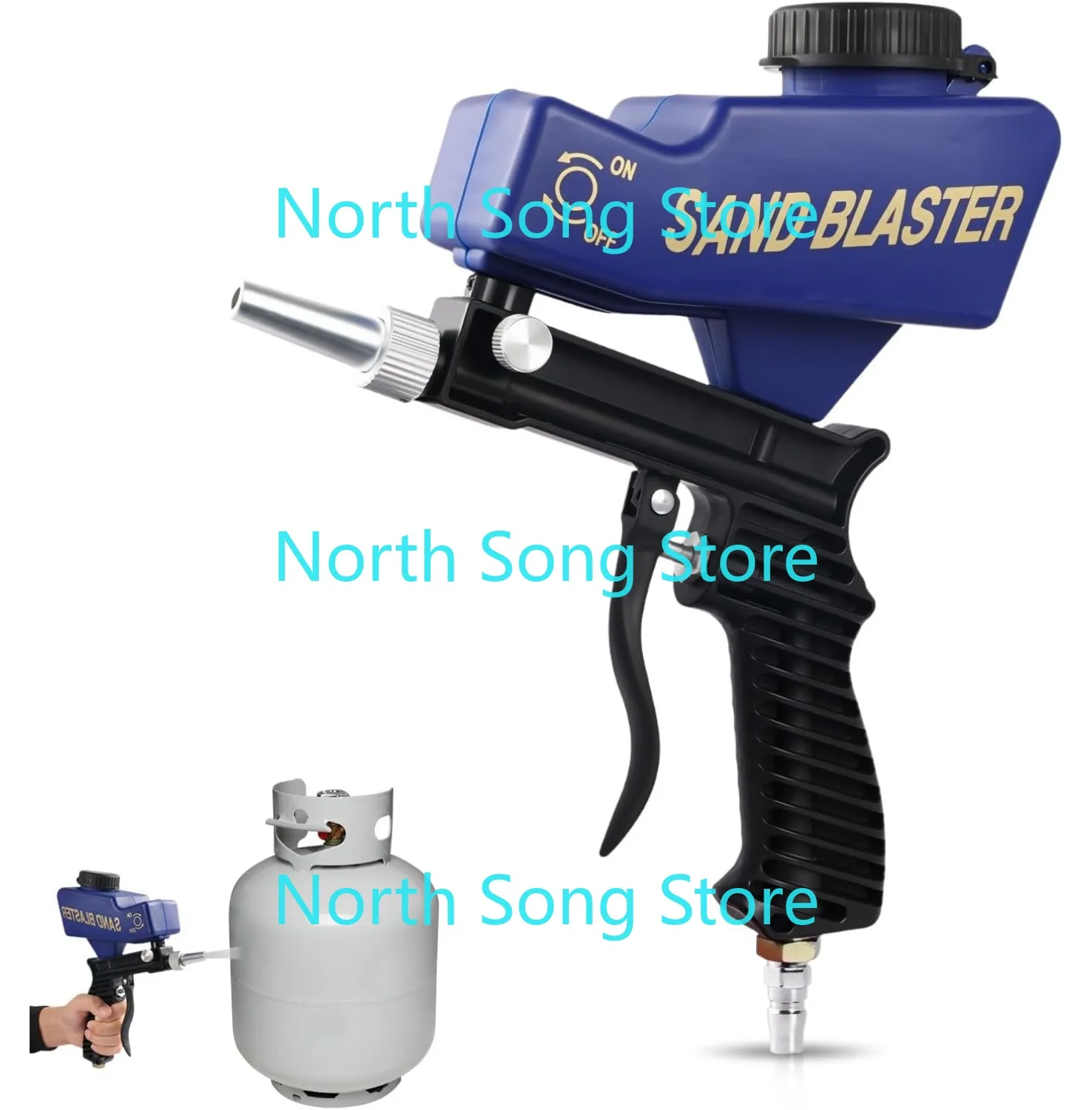 

Sandblaster Gun Kit for Air Compressor, 90 PSI Handheld Sand Blaster Gun with Air Tube Connector for Paint & Rust Removal