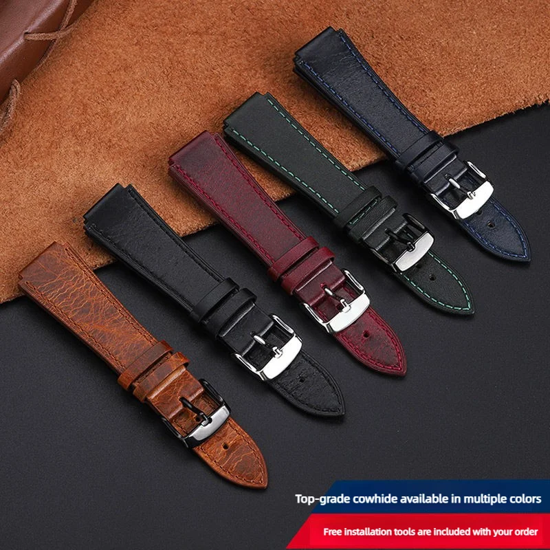 Retro Genuine Leather Strap For Casio AE-1200 /1300 A158W A159 A168 W-216h AE1200 Convex Mouth Vintage Watch Band Bracelet 18mm view 3