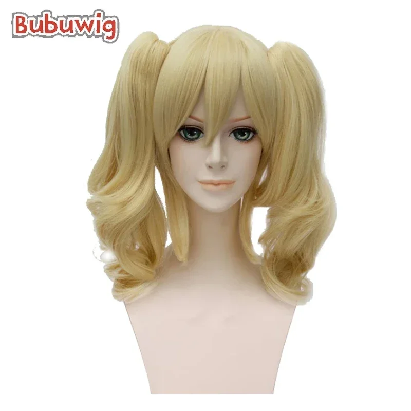 Bubuwig Synthetic Hair Blonde Ponytail Wig 45cm Long Curly Red And Black Cosplay Party Wigs Heat Resistant With 2 Wave Clips