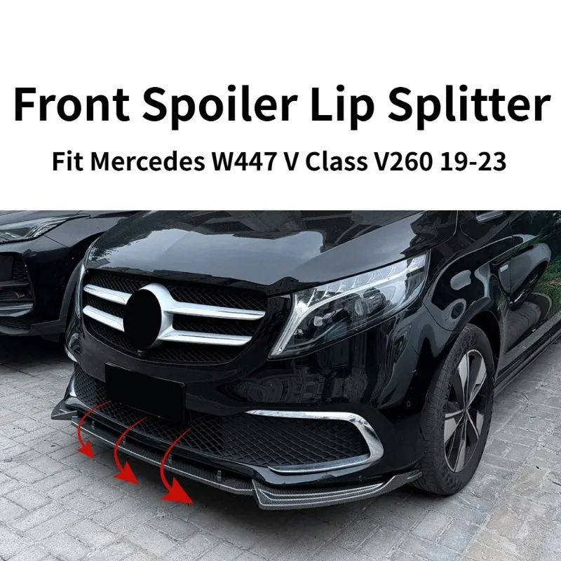 

Front Lip Splitter Spoiler Trim Fits Mercedes-Benz V Class W447 V260 Standard 2019-2023 Bumper Aero Sport Mod Spare Parts