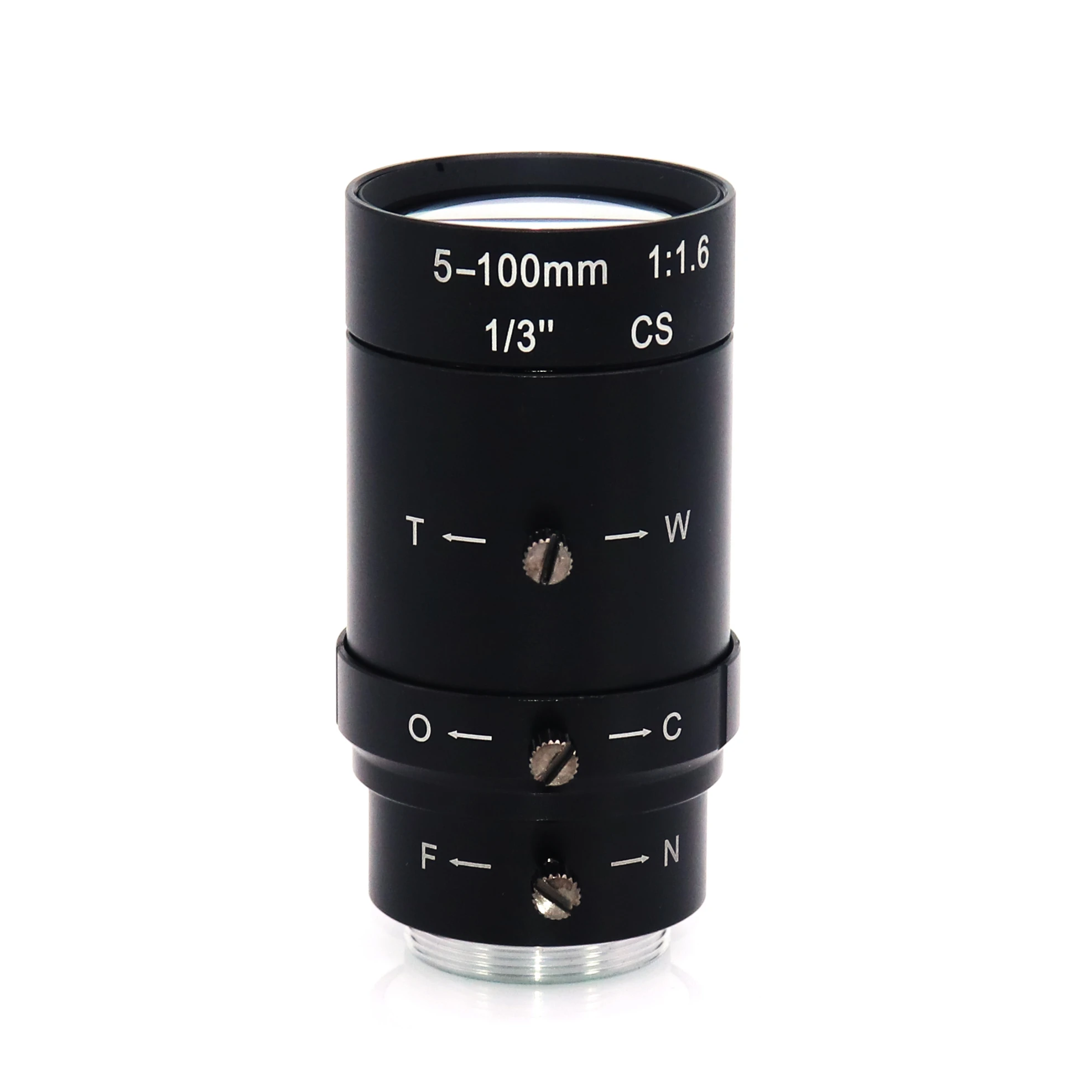 HD 3 megapixel 5-100mm industrial camera zoom lens 20x manual zoom 1/3 inch CS interface.