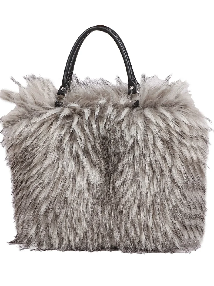 Elegant Plush Velvet Shoulder Bag for Women Large Capaci Faux Fur Crossbody Bag Female Soft Warm Designer Handbags Shopper Purse