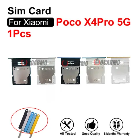 샤오미 포코 X4 프로 5G X4Pro 용 심카드 심트레이 거치대 슬롯 교체 부품, 블랙 화이트 옐로우 블루