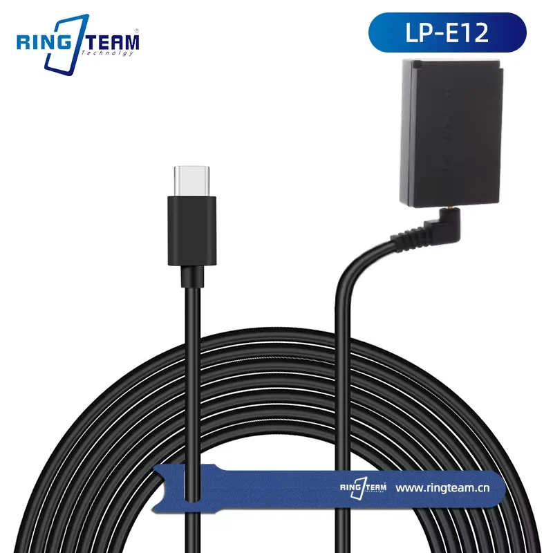 PD USB-C to DC 3.0x1.1mm Cable + LP-E12 Dummy Battery DR-E12 DC Coupler ACK-E12 for Canon M M2 M10 M50 M100