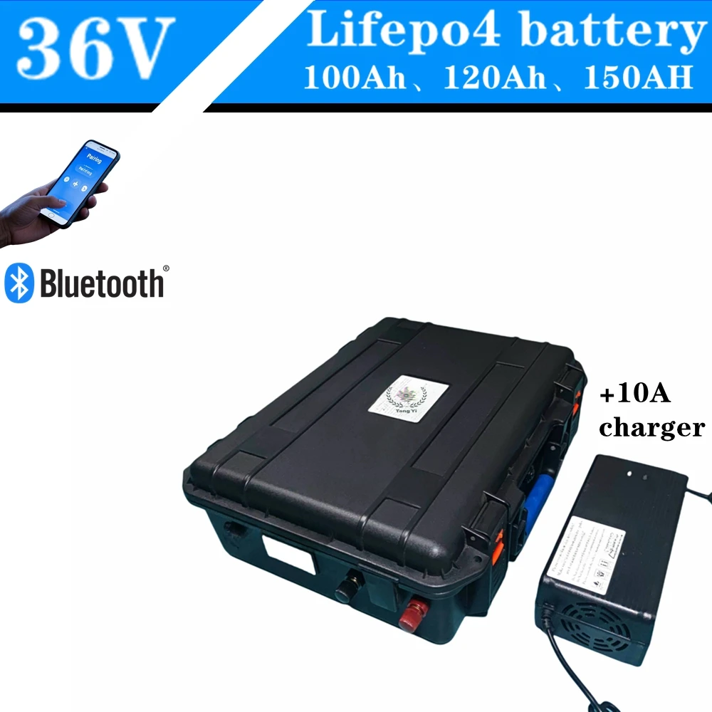 

36 В 100 Ач/120 Ач/150 Ач литий-железо-фосфатный аккумулятор Bluetooth BMS, совместимый с гольф-карами/лодочками/самокатами 2000-4000 Вт
