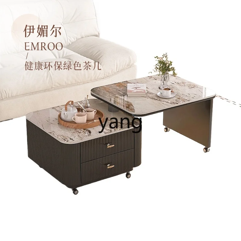 

CX living room household small apartment modern light luxury cream wind rotating mobile square coffee table