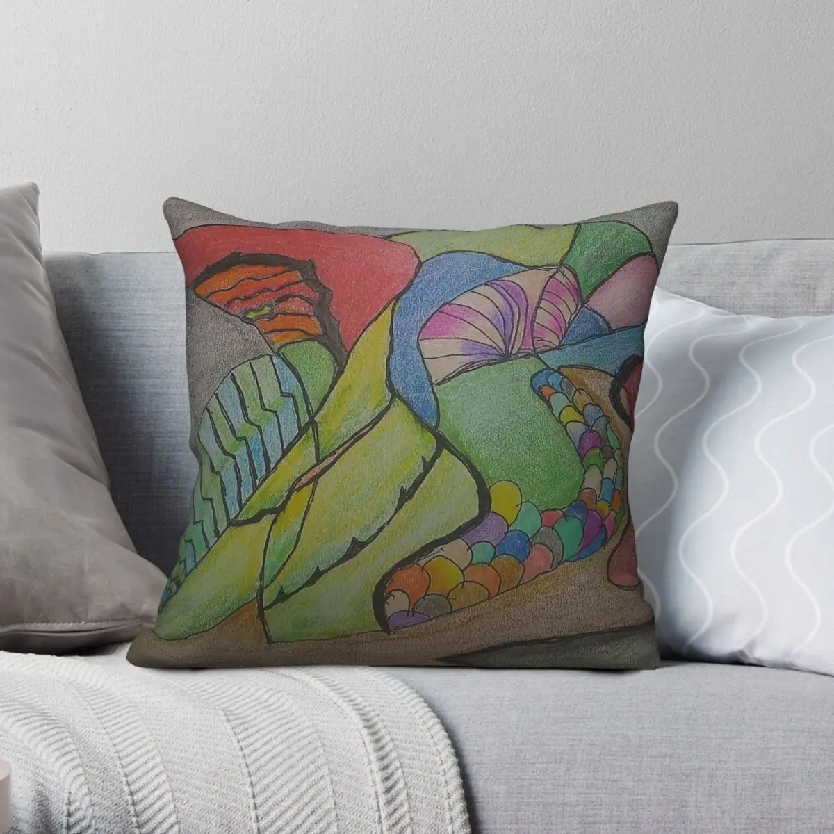 Colorful Abstract Bird Art Square Pillowcase Polyester Linen Velvet Pattern Zip Decorative Home Cushion Cover