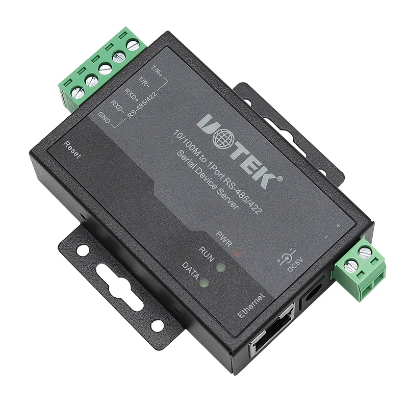 UOTEK 10/100M to RS-485 RS-422 Serial Device Server RS485 RS422 to TCP/IP Serial Server Converter with ESD Protection UT-6801BMT