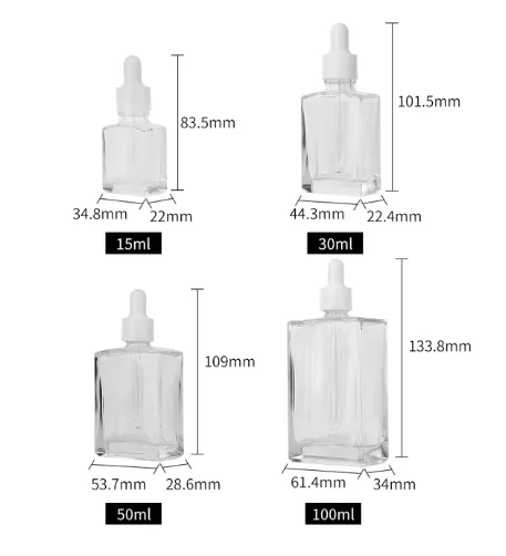 

Wholesale Empty serum bottle 1 oz 30ml frosted square rectangle essential oil glass dropper bottle 15ml 50ml 100ml white dropper