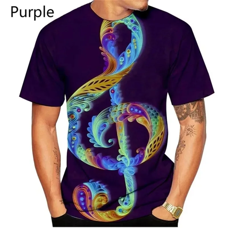 3D Print Piano Graphic T Shirts For Men Women Summer Casual Short Sleeve Music Patterntee Tops Streetwear Mens Oversized Tshirt