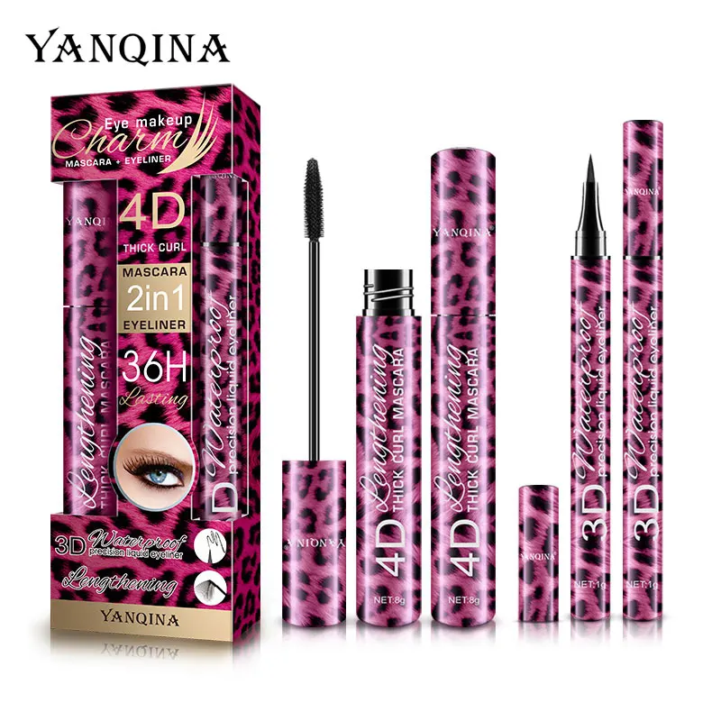 YANQhr-Mascara 4D waterproof pour les yeux, ensemble d'eyeliner, bouclé, allongeant, longue durée de 36 heures, ne se décolore pas, maquillage, eye liner noir