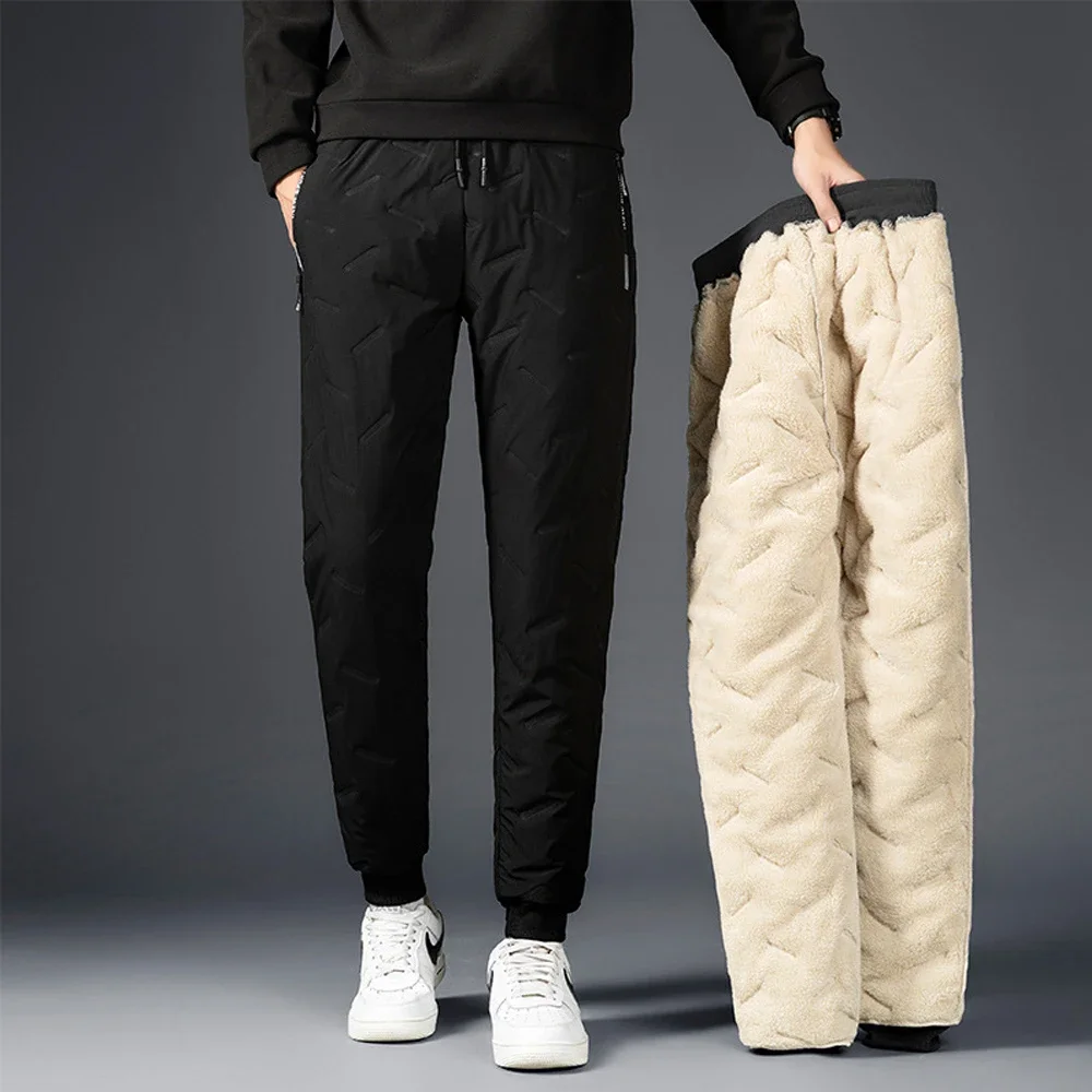 Men's Winter Warm Pants Lambswool Thick Sweatpants Thermal Windproof Water Proof Outdoors Jogging Trousers Brand Pants Plus Size