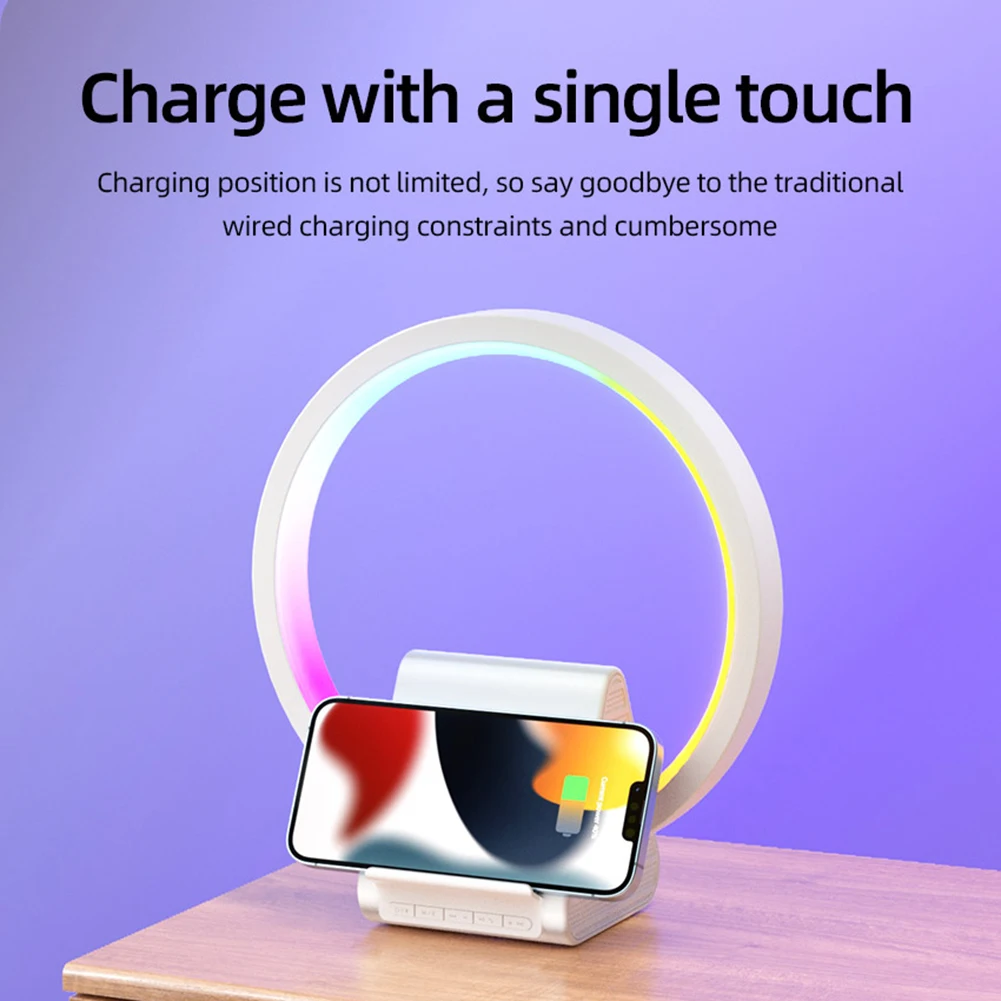 Bluetooth-compatible Speaker 15W Wireless Charging Speaker Bedroom Lamp Night Light for Office Bedroom Home Kids Gift for Teen