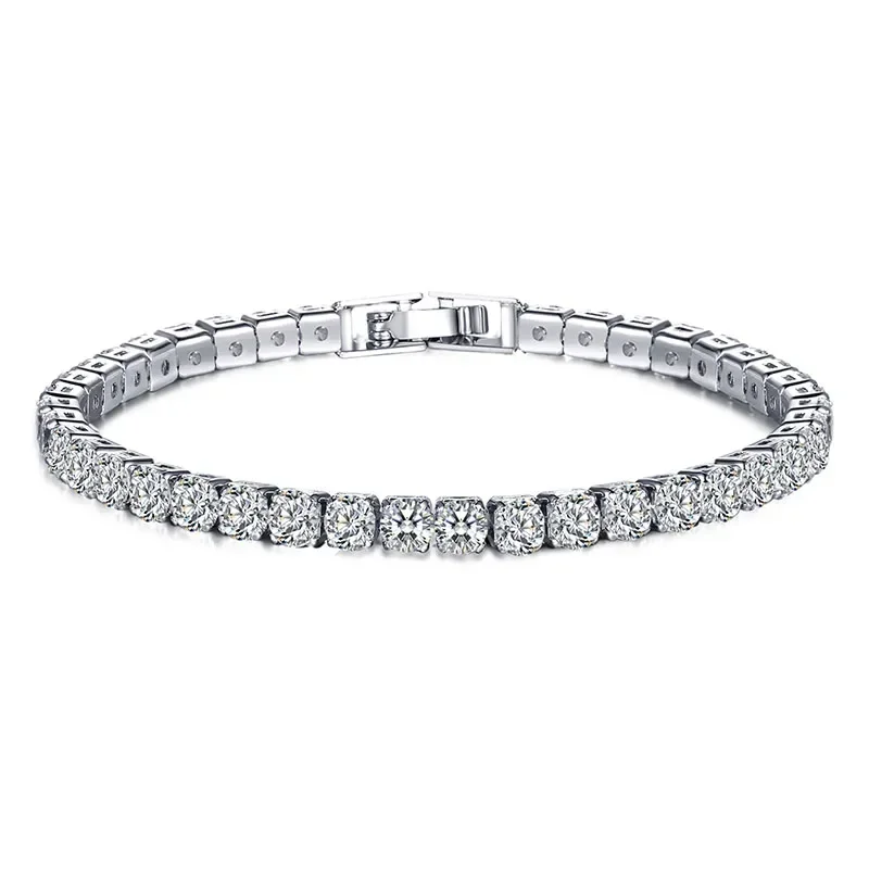 925 Sterling Silver Hip Hop Style Women's Men's Tennis Bracelet Cubic Zirconia Stacking style Style Bracelet Jewelry Party Gift