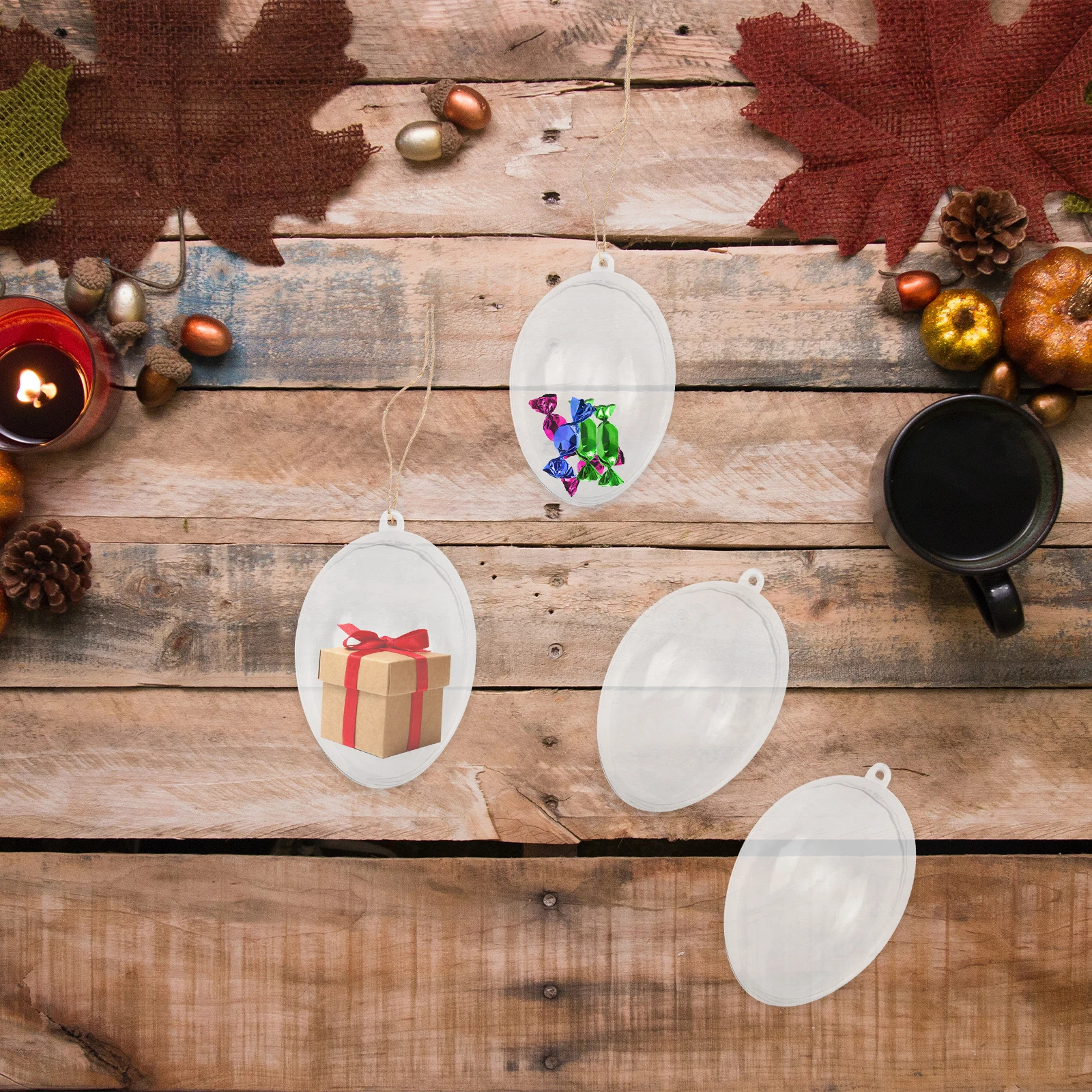 

12 Pcs Egg Box Transparent Hanging Easter Egg Pendant Decor 62x44x45mm 80x53x59mm Plastic Festival nament Home Party