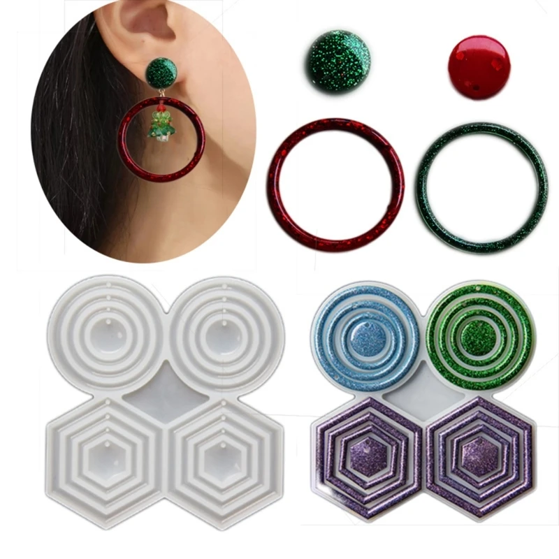 Multi Size Circular Earrings Epoxy Resin Mold Geometric Eardrops Dangler Silicone Mould DIY Crafts Jewelry Pendant Molds