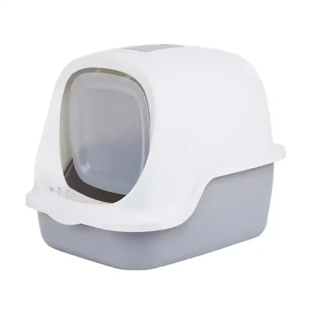 Dual-Purpose Smart Plastic Cat Litter Box Fully and Semi-Enclosed with Flip-Top Splash-Proof and Odor-Control Features