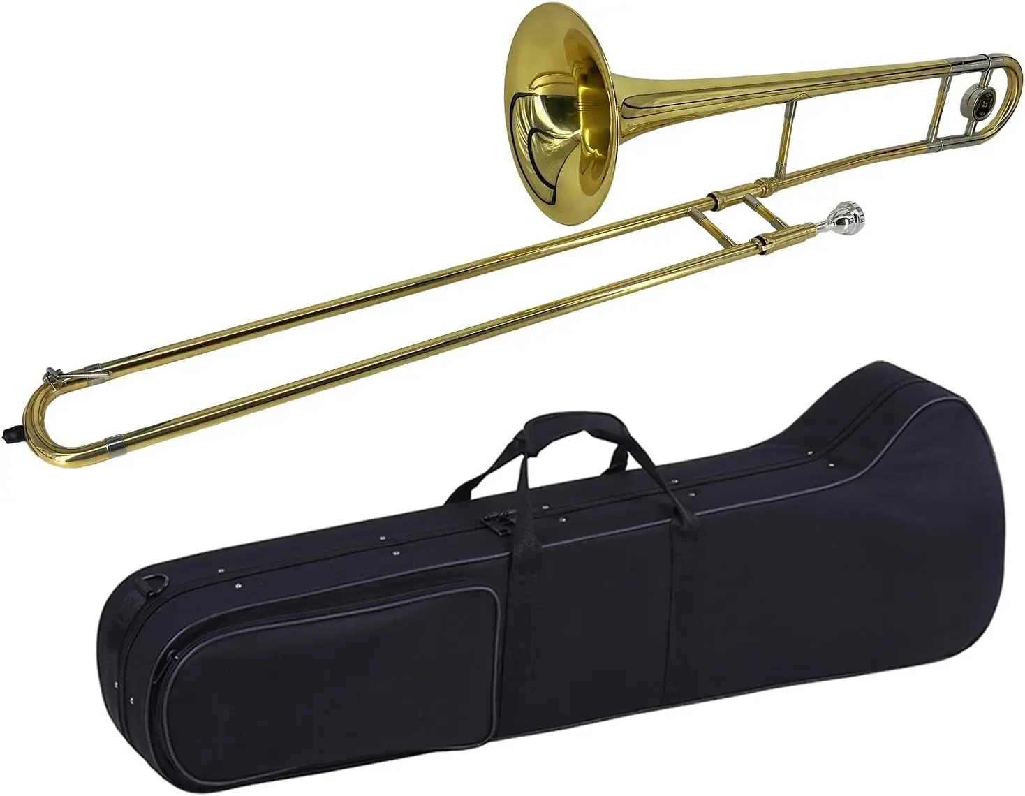 Brass Gold Lacquer Bb Tone B flat Wind Instrument with Cupronickel Mouthpiece Cleaning Stick Case