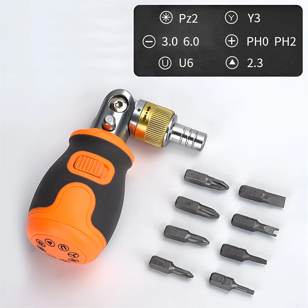 8 in 1 Mini Ratchet Screwdriver Precision Multi Tools Magnetic Bits Household Multi-purpose Pocket Portable Screw Driver