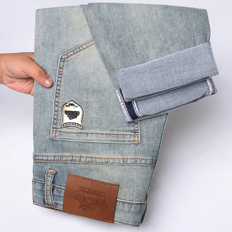 2024 Spring and Summer New Men's Slim-Fitting Small Straight Jeans Men's Stretch Slim Fit All-Match Street Trendy Casual Pants