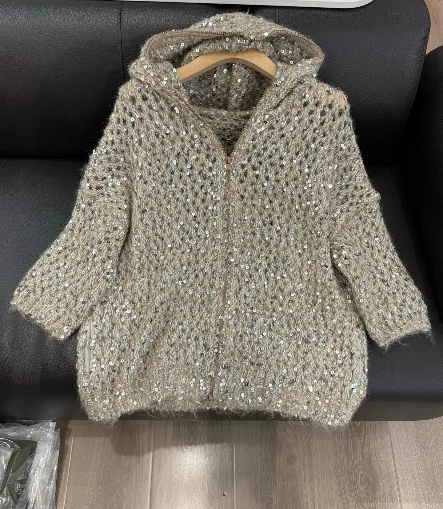 Prachtig luxe handgeweven vest van sprankelend mohair-katoenmix